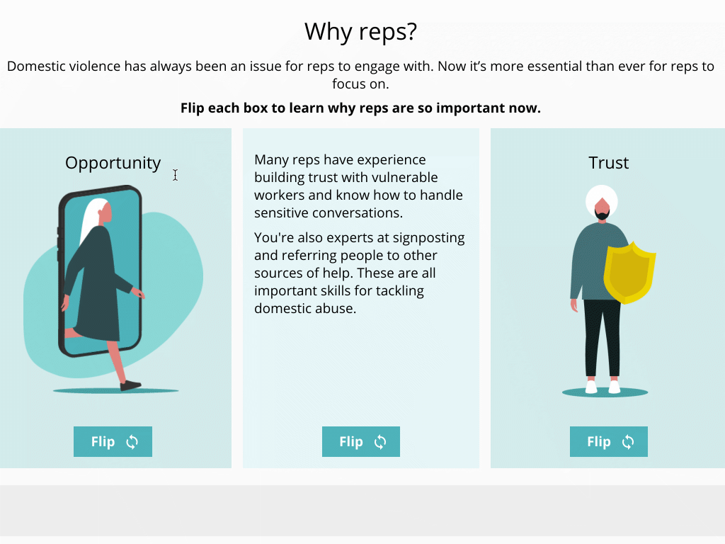 Interaction helping reps understand their potential to support members at risk fo abuse.