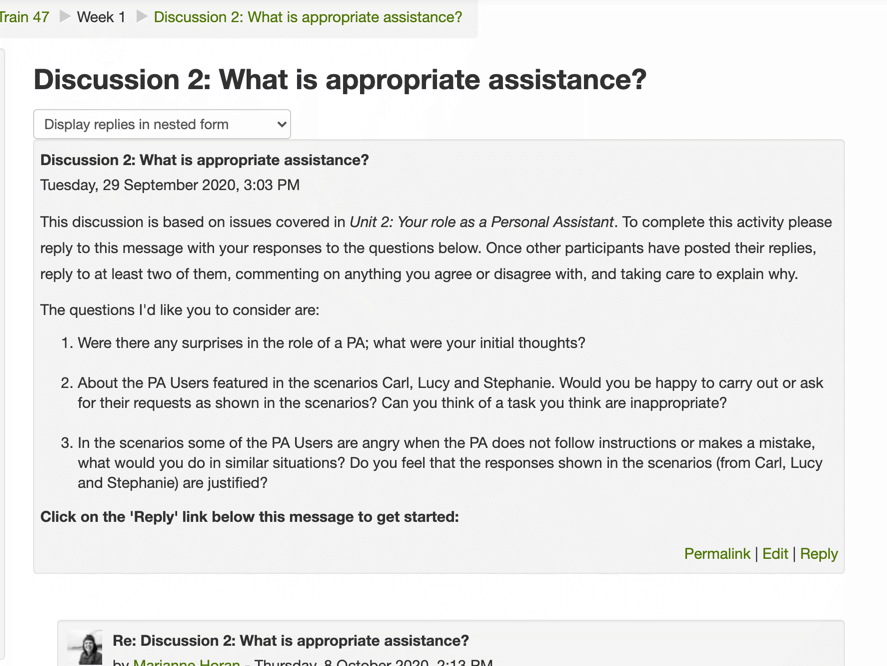 Discussion forum activity introduction.