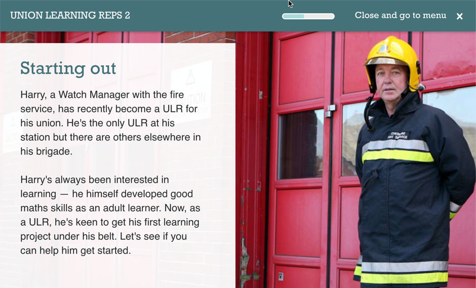 Training introduction page.